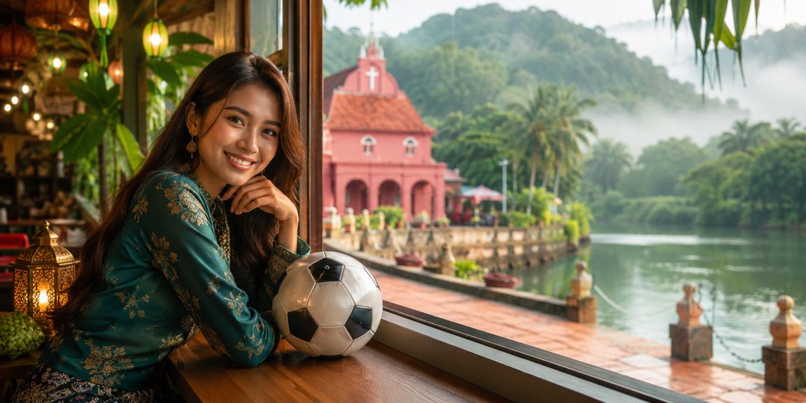 Malaysian user celebrating Hari Raya while safely checking football bets on 2077