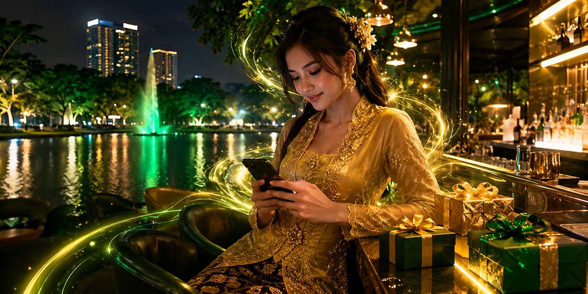 A Malaysian user playing mobile casino in traditional kebaya attire